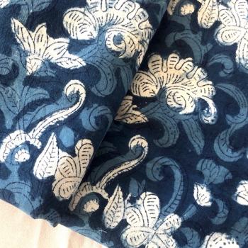 Indigo Hand Block Print aus Indien - FLOWER ORGANIC COTTON